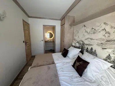 Un ou plusieurs lits dans un hébergement de l'établissement Arc 1950 - Appartement cosy 4 pers, wifi, skis aux pieds - FR-1-686-47