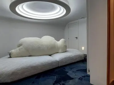 Un ou plusieurs lits dans un hébergement de l'établissement Appartement de luxe à Val-d'Isère avec piscine et parking - FR-1-694-421