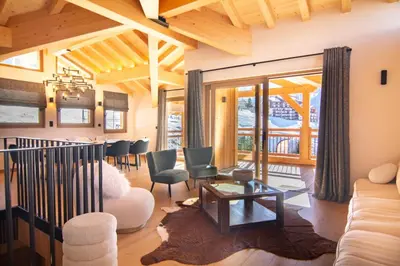 Coin salon dans l'établissement Chalet Le Rokh