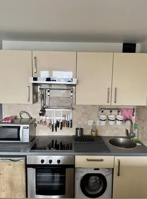 Cuisine ou kitchenette dans l'établissement ARC 2000, Studio rénové 4 couchages, Vue Montagne