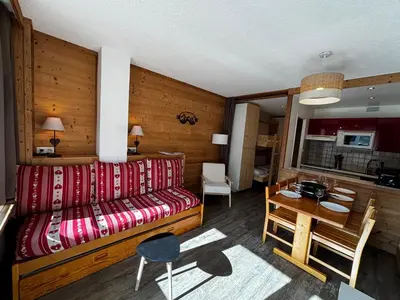 Cuisine ou kitchenette dans l'établissement CUR A 20 Charmant T2, 6pers ski au pied - Val Claret Centre