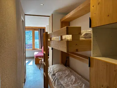 Un ou plusieurs lits dans un hébergement de l'établissement CUR A 20 Charmant T2, 6pers ski au pied - Val Claret Centre