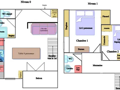 Plan de l'établissement Confort 3 Pièces avec Mezzanine, 6 Pers., Balcon, Parking, Wi-Fi - FR-1-840-2