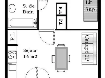 Plan de l'établissement Studio cabine pour 4 personnes au pied des pistes à Aussois - FR-1-840-19