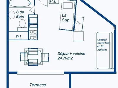Plan de l'établissement Studio 4 pers avec terrasse et WIFI à Aussois - FR-1-840-30