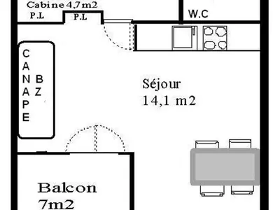 Plan de l'établissement Studio cocooning 3 pers, vue montagnes à Aussois - FR-1-840-33