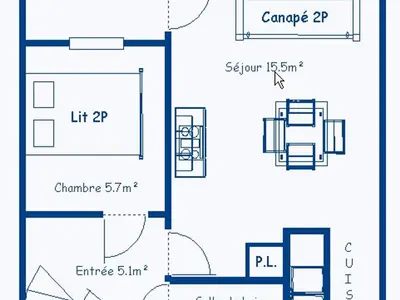 Plan de l'établissement Appartement 2 pièces avec terrasse et WIFI, proche base de loisirs, pour 4 pers. - FR-1-840-26