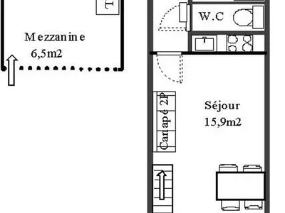 Plan de l'établissement Appartement vintage-chic près des pistes avec parking et vue - FR-1-840-31