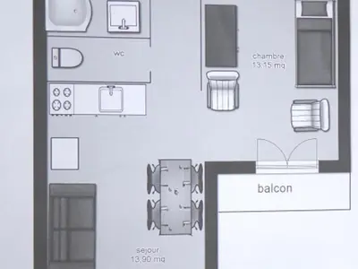 Plan de l'établissement Appartement à Aussois, 34m², 4 pers, proche remontées mécaniques - FR-1-840-40