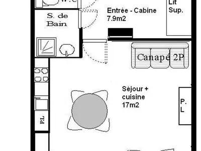 Plan de l'établissement Studio cabine à Aussois, 4 pers., avec parking - FR-1-840-32
