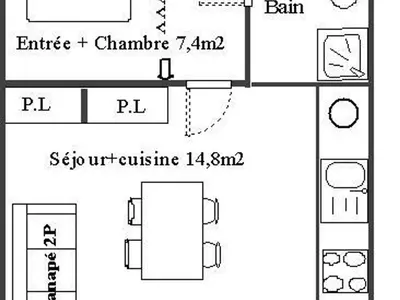 Plan de l'établissement Appartement cosy 2 pièces pour 4 pers à Aussois, proche des pistes - FR-1-840-43