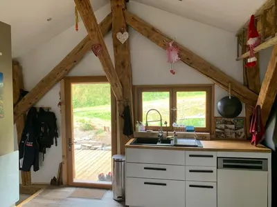 Cuisine ou kitchenette dans l'établissement Chalet Sauce Montagnarde