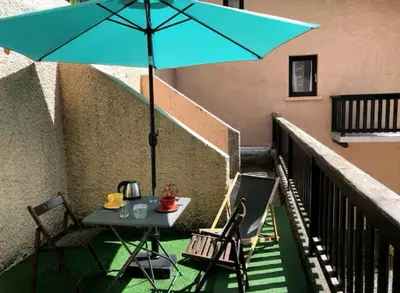 Balcon ou terrasse dans l'établissement Studio, terrasse 3 pers Aussois