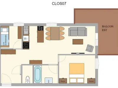 Plan de l'établissement Appartement spacieux pour 6 personnes à Aussois avec WIFI - FR-1-508B-52