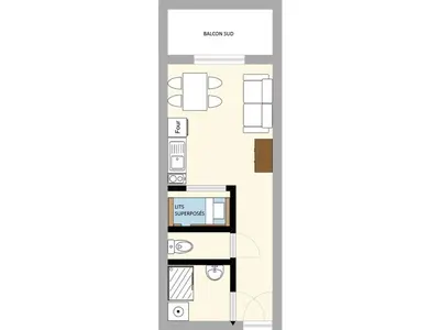 Plan de l'établissement Studio cabine 2/3 pers avec grande terrasse et vue montagne à Aussois - FR-1-508B-51