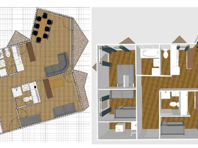 Plan de l'établissement Appartement spacieux au pied des pistes, animaux admis, WiFi inclus - FR-1-694-433