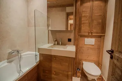 Salle de bains dans l'établissement Roche des Fours 210