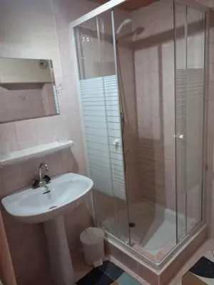 Salle de bains dans l'établissement appartement les belettes chaleureux et cosy