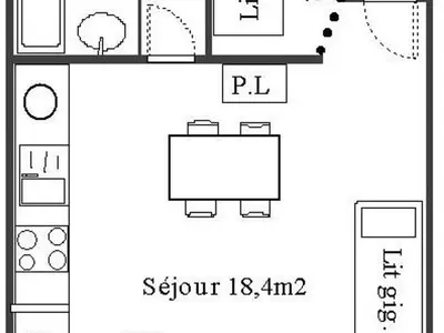 Plan de l'établissement Studio cabine cosy pour 4 pers avec balcon et parking à Aussois - FR-1-840-49