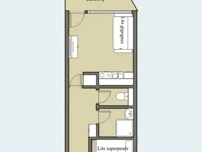 Plan de l'établissement Studio cabine 4 pers, vue pistes, centre Belle Plagne - FR-1-455-269