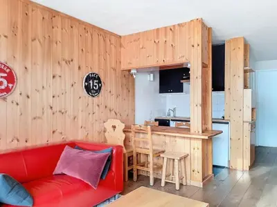 Cuisine ou kitchenette dans l'établissement Résidence Le Santel - 3 pieces · La Daille · Ski aux pieds MAE-1733