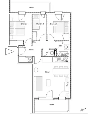 Plan de l'établissement Résidence Le Criterium - Résidence Le Critérium 3Chalet D Appartement 11 MAE-2043