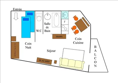 Plan de l'établissement Résidence Les Pres Du Bois - Studio pour 4 Personnes MAE-2373