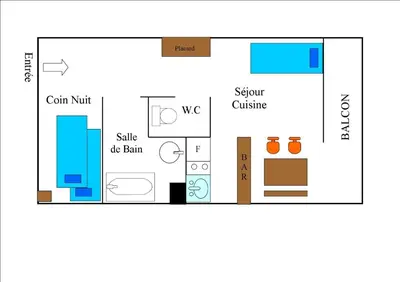 Plan de l'établissement Résidence Les Pres Du Bois - Studio pour 4 Personnes MAE-2543