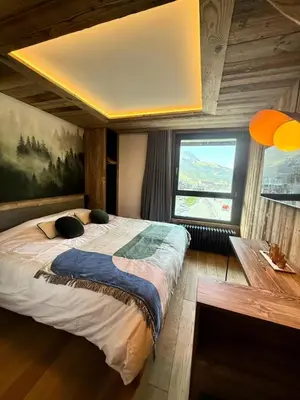 Un ou plusieurs lits dans un hébergement de l'établissement Résidence Hauts Du Val Claret B3 - Appartement renové·Pied des pistes·Balcon MAE-1733