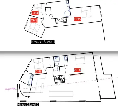 Plan de l'établissement Chalet Bazile - Chalet spacieux Vieux Village Duplex MAE-2873