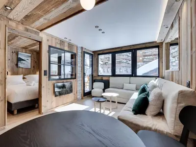 Coin salon dans l'établissement Résidence Val D'isere Village - Appartement entièrement rénové, au pied des pistes MAE-3353