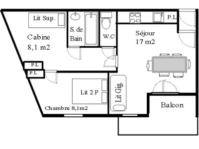 Plan de l'établissement Résidence Saint Sebastien - Appartement ambiance sur les toits avec vue dégagée sur les montagnes MAE-0833