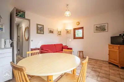 Coin salon dans l'établissement Résidence Saint Sebastien - Charmant appartement 2 pièces en étage avec une belle vue dégagée sur les montagnes MAE-0873