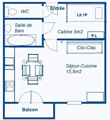 Plan de l'établissement Résidence Saint Sebastien - En étage avec une vue dégagée sur les montagnes. MAE-1133