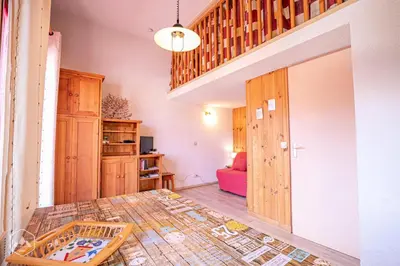 Un ou plusieurs lits dans un hébergement de l'établissement Résidence Genevray - Joli studio avec vue sur les montagnes MAE-1163