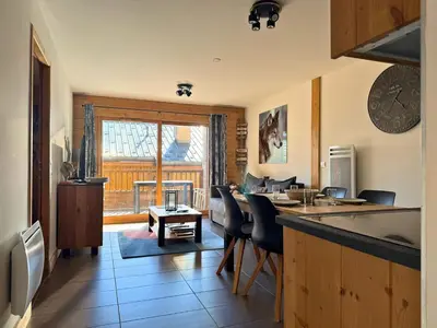Cuisine ou kitchenette dans l'établissement Arpette Appartement 2/4 personnes au pied des pistes