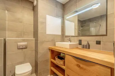 Salle de bains dans l'établissement Tome, superbe appartement avec terrasse vue montagne