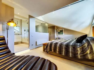Un ou plusieurs lits dans un hébergement de l'établissement Résidence Solaise Plein Sud - Appartement duplex lumineux Proche des pistes et des commerces Hammam MAE-2853