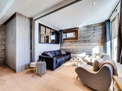 Coin salon dans l'établissement Résidence Grand Cocor - Appartement entièrement rénové ski aux pieds Balcon MAE-3213