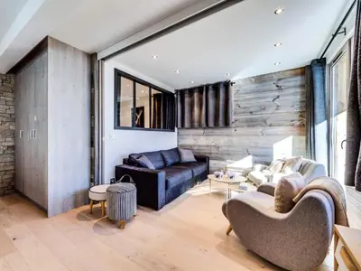 Coin salon dans l'établissement Résidence Grand Cocor - Appartement entièrement rénové ski aux pieds Balcon MAE-3213
