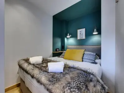 Un ou plusieurs lits dans un hébergement de l'établissement Résidence Val D'isere Village - Appartement entièrement rénové Ski aux pieds Balcon MAE-3373