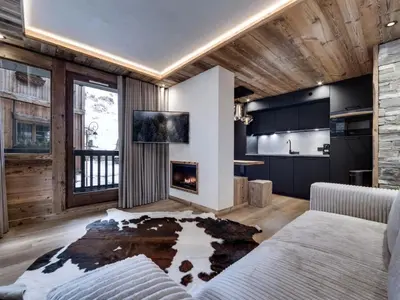 Coin salon dans l'établissement Résidence Val D'isere Village - Appartement entièrement rénové Ski aux pieds Parking couvert MAE-7413