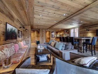 Coin salon dans l'établissement Chalet De Bellevarde - Appartement agréable Centre station MAE-7353