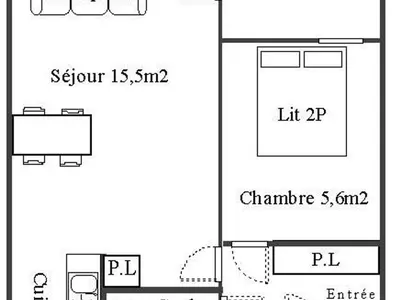 Plan de l'établissement Charmant 2 pièces avec wifi, proche ski - FR-1-840-58