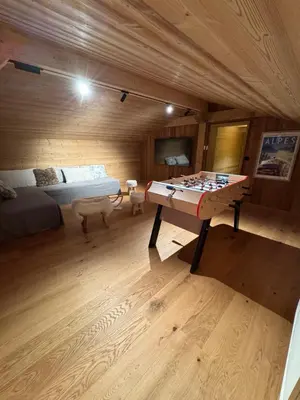 Coin salon dans l'établissement Somptueux Chalet 12 personnes - Villaroger