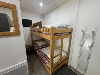 Un ou plusieurs lits dans un hébergement de l'établissement Studio 25m2 - 4p - Tignes Val Claret - au pied des pistes avec vue montagne