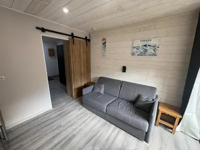 Coin salon dans l'établissement Studio 25m2 - 4p - Tignes Val Claret - au pied des pistes avec vue montagne