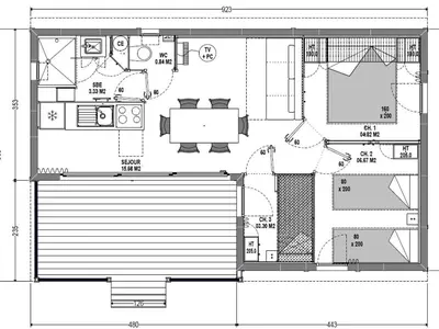 Plan de l'établissement Chalet lumineux 4 pers à Aussois avec transats - FR-1-840-57