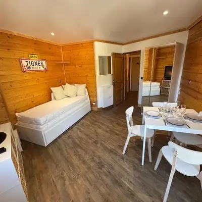 Studio cabine balcon vue montagne pieds des pistes