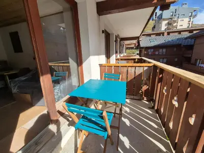 Balcon ou terrasse dans l'établissement Magnifique studio neuf 4 pers - Val Claret